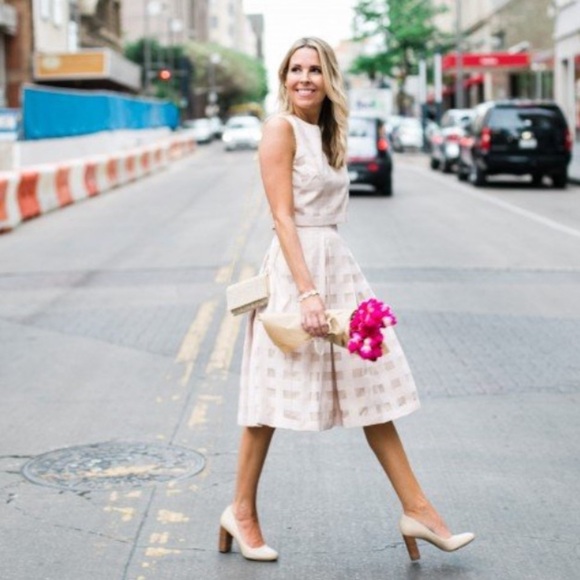 Eliza J Check Satin Two-Piece Dress Set NWT Blush  Size 10 - Picture 9 of 12